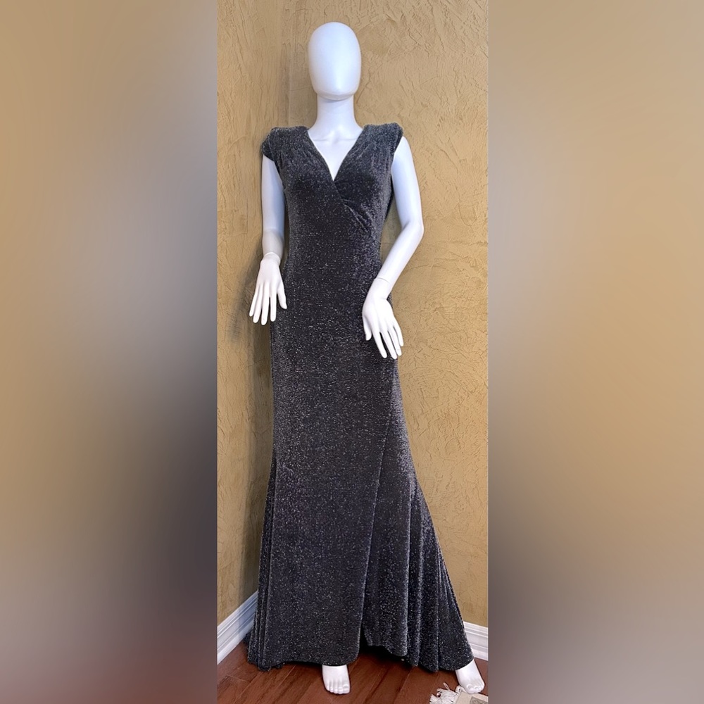 Bebe long black and silver shimmery dress